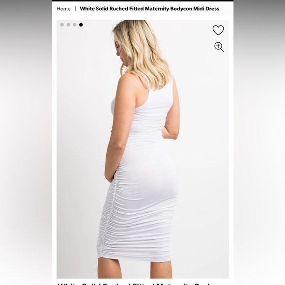 NWT Pink blush White Solid Ruched Fitted Maternity Bodycon Midi Dress small - Picture 5 of 5